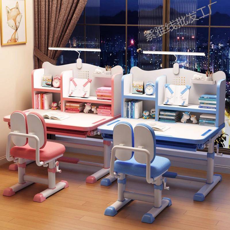儿童学习桌书桌小孩学生家用写字作业桌可手摇升降式桌椅套装一件