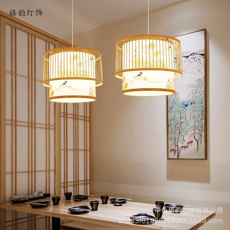 新中式竹艺吊灯火锅店农庄民宿茶楼料理店中式餐厅田园装饰吊灯具