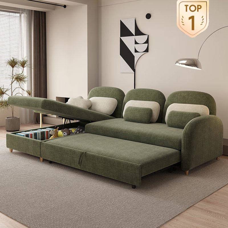 鹅卵石多功能沙发床折叠两用伸缩变床贵妃储物小户型猫爪布床