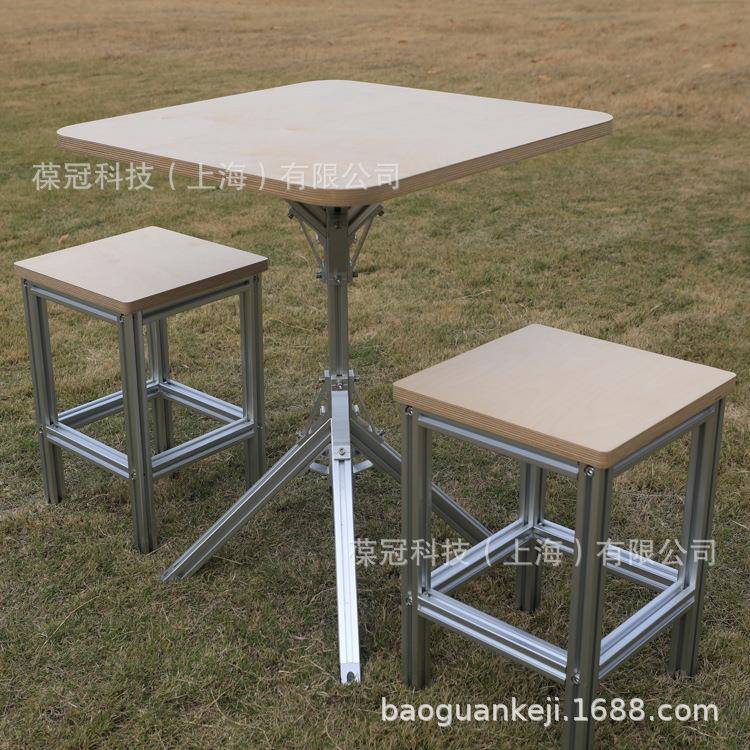 供应东方美学 会客洽谈桌桦木海洋板铝型材桌子凳子椅子组合厂家