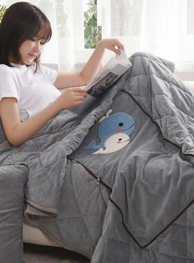 午午冬季抱一枕被子两19bz-xhh用汽车珊瑚绒毯办公室休睡车载枕头