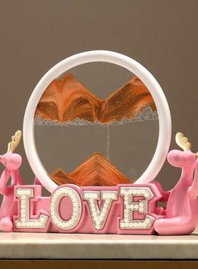 流沙画摆件ove轻奢l888888客厅创意沙漏电柜饰品婚庆视送新人结婚