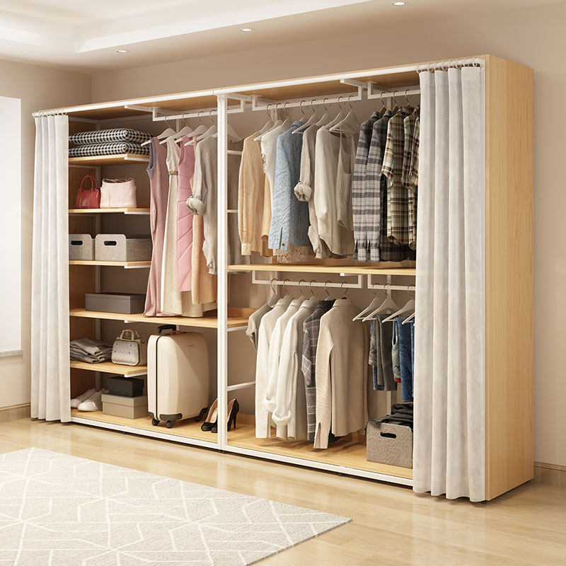 衣柜家用卧室开放式衣柜架步入式金属衣帽间衣橱简易组装铁艺架子