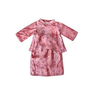 儿童唐装春秋款女童汉服套装宝宝改良旗袍女孩中国风套裙文艺茶服