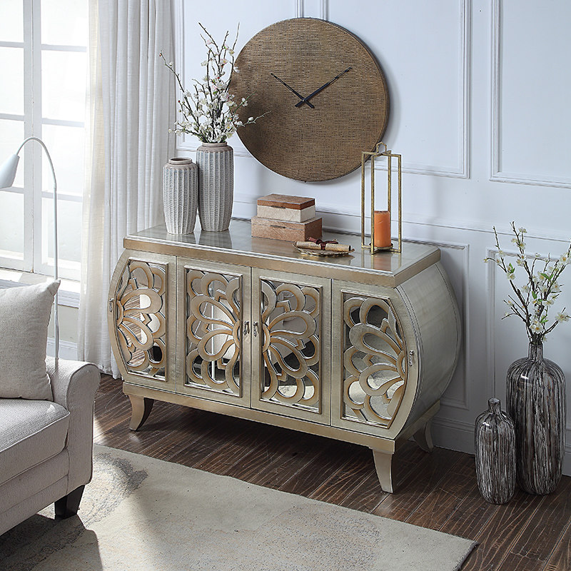 轻奢风餐边柜意式酒柜客厅隔断柜别墅简约现代家用烤漆实木玄关柜