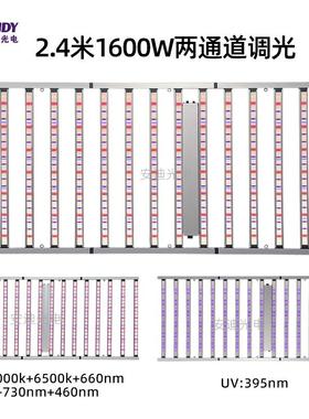 2.4米15bar植物生长灯220伏1600W全光谱灯商业种植红蓝白植物灯