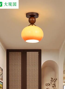 大观园中古风过道灯走廊灯现代简约入户玄关阳台灯原木灯具L271