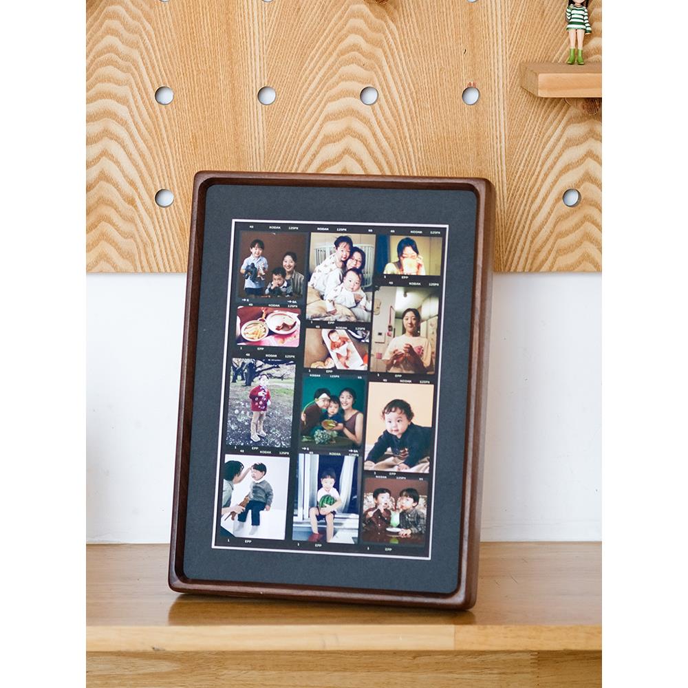 实木相框摆台定制照片012 打印i复古片风高级感y8寸全家福胶宫格