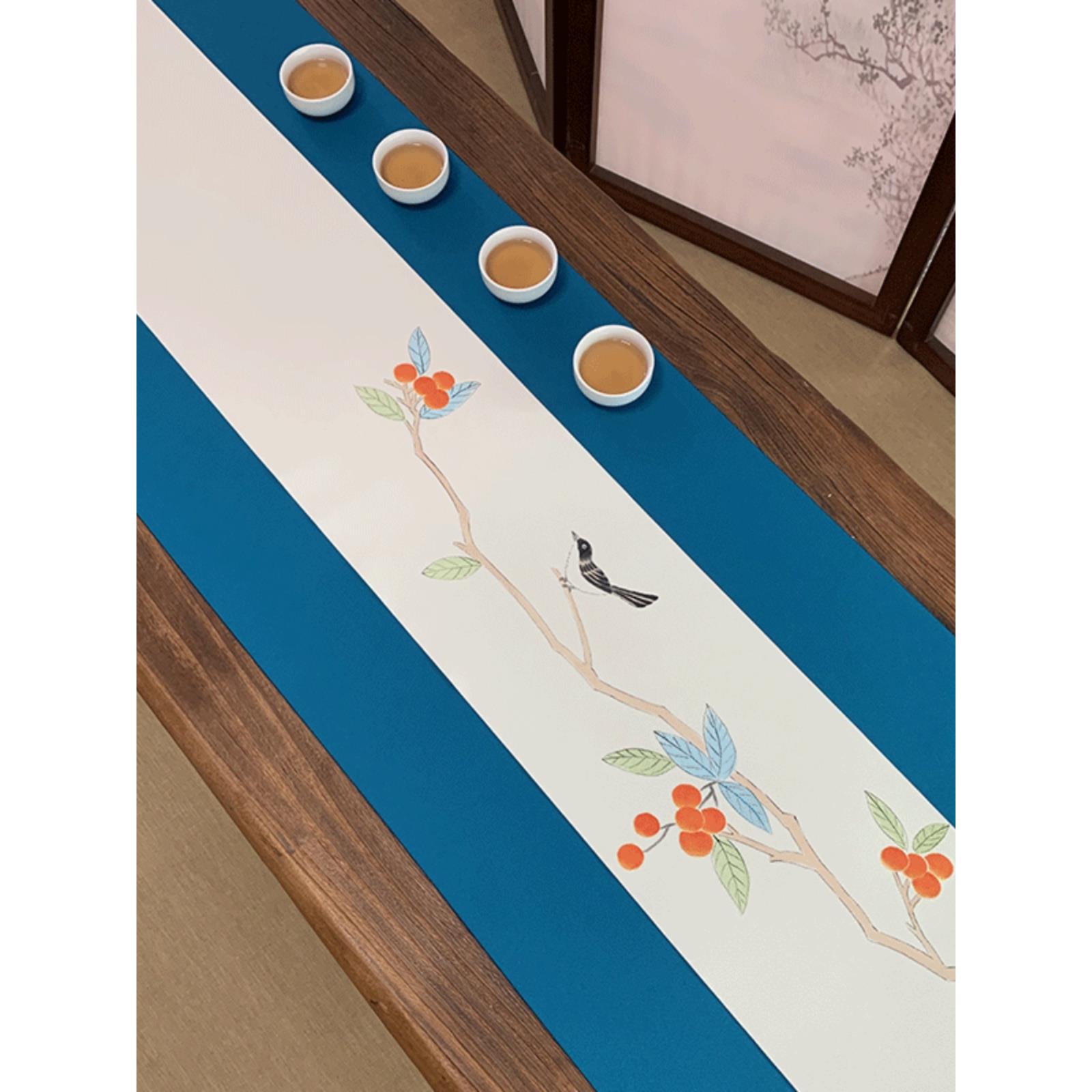 布手绘防水茶席新中式禅高端桌意MRU旗桌布茶几茶旗茶棉麻茶垫艺