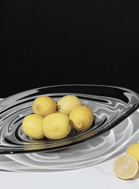 现代轻奢软装家居玻璃果盘家板间客厅ICE餐厅样收纳托盘款简约用