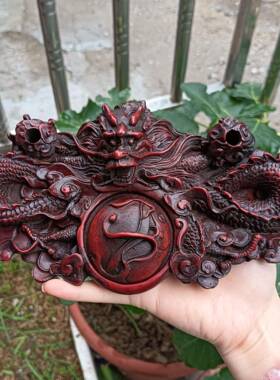 仿红木房盘盘砚龙笔洗台笔插摆件仿古古玩收藏154020龙家居书摆设