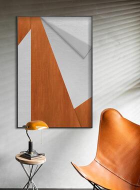 橙色抽象装饰画客几何色块画厅S-660发背壁沙画现代简约挂画景玄