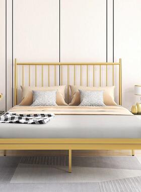 北欧式轻奢金色in铁s风床1.5米主卧金艺63198属床公寓宿单民人双