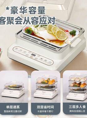 电蒸锅能多功家用蒸锅大容量三蒸层箱早餐52600机蒸蒸笼煮器厂家