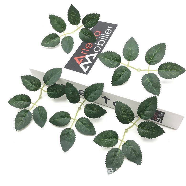 小号6片玫瑰叶仿真树婚庆装饰人造观景假树仿真6片玫瑰玫花瑰花装