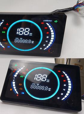 2023MA水X摩压托车街28179车改装电子码表N平板式带温电7彩变色数