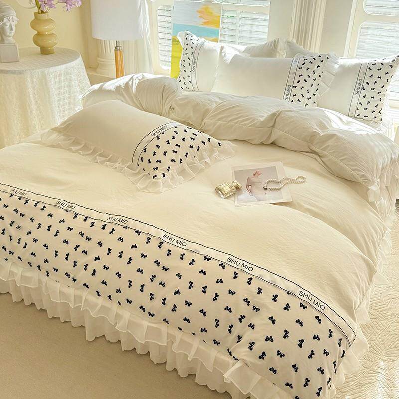 法式公主风床上四件套蕾丝花边仙女被套床单双人水洗棉床裙款床品