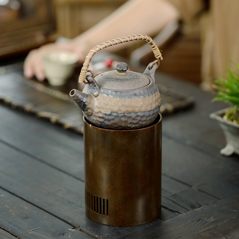 手工黄铜炭炉煮茶功夫茶炉复古风炉煮水炉家用茶道烤茶炉茶具配件