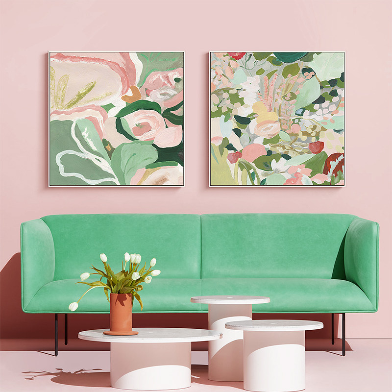 美森花卉客厅装饰画抽象花朵卧室床头挂画玄关柜画民宿样板间壁画
