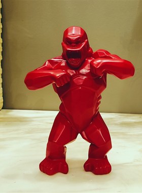 款烤漆20厘米金刚猩猩雕树脂玻璃钢塑摆件户内外动物造型装饰