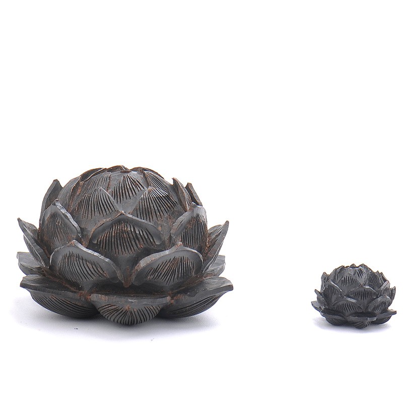 黑檀木五层莲花摆件含苞乌木莲花手工木雕大小号挂件创意个性配件图片