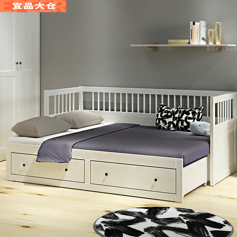 实木沙发牀伸缩罗汉子母推拉多功能小户型儿童双人拖牀坐卧两用牀,住宅家具,沙发床,淘宝优惠券,粉丝福利购,淘宝优惠卷