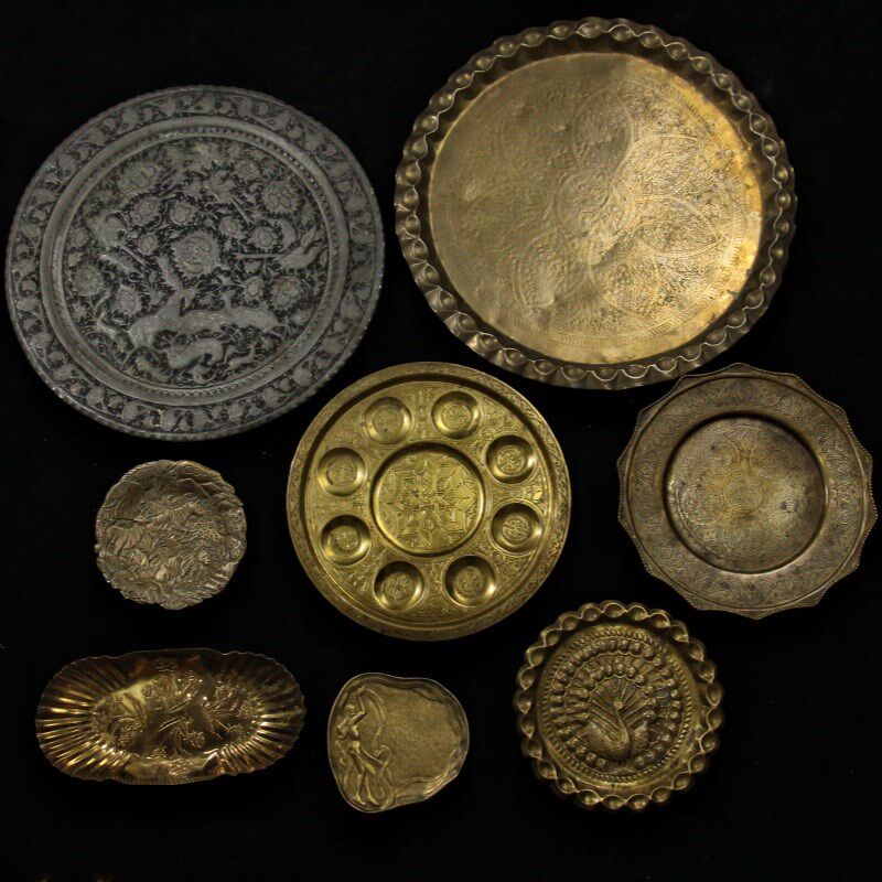vintage欧式复古董黄铜盘子赏盘壁挂盘法式摆件婚庆软装高端托盘