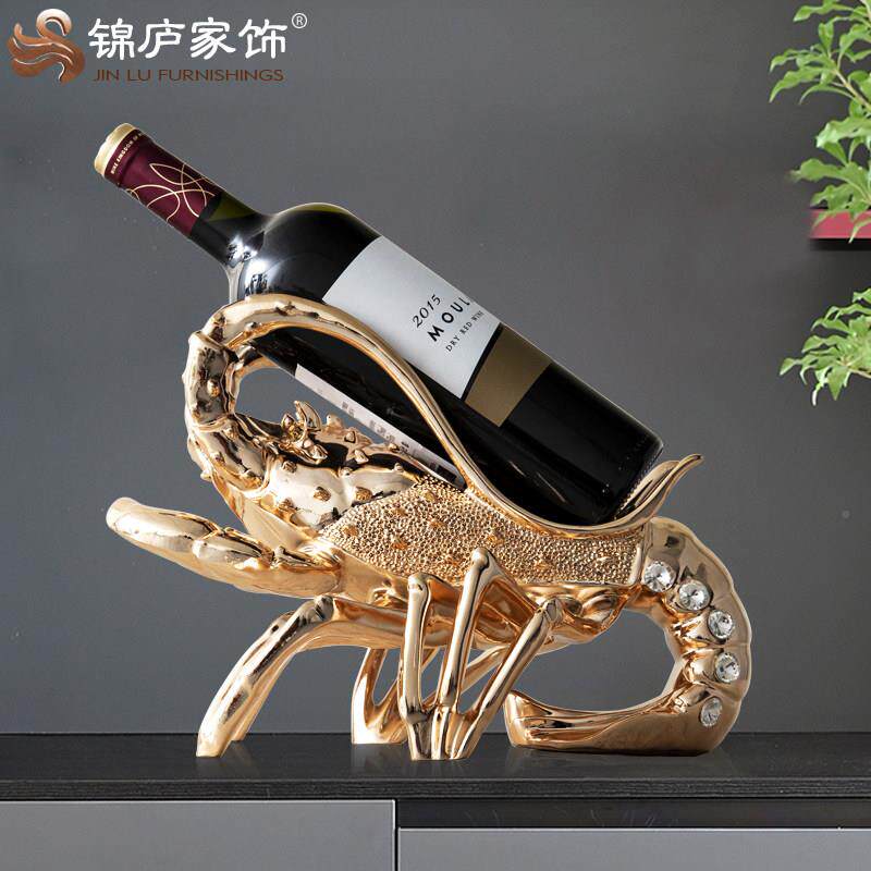 龙虾红酒架摆件高感级小乔众斜放架托厅酒柜软装饰品迁ST502客新