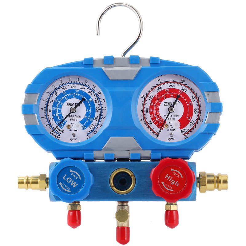 曾氏R134a空调汽车加雪种表工具氟冷媒表双压力表套装表加氟阀