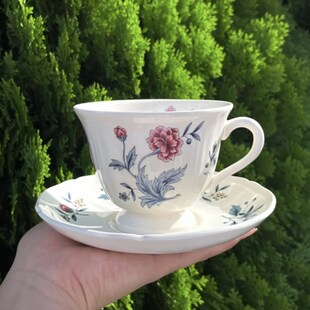 新款法式复古法瓷摄政系蓝色碎花陶瓷下午茶杯碟套装咖啡杯子杯碟