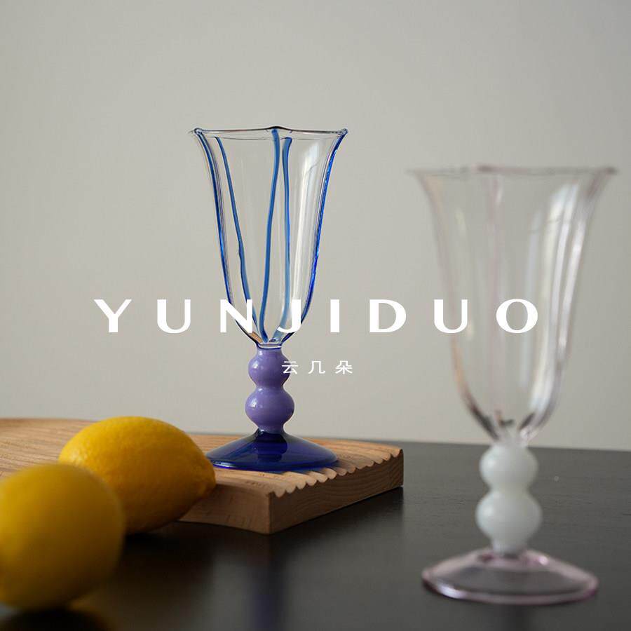 云几朵覆古热流线杯线拉丝耐高脚白萄酒香槟鸡尾酒杯高YJD颜值葡