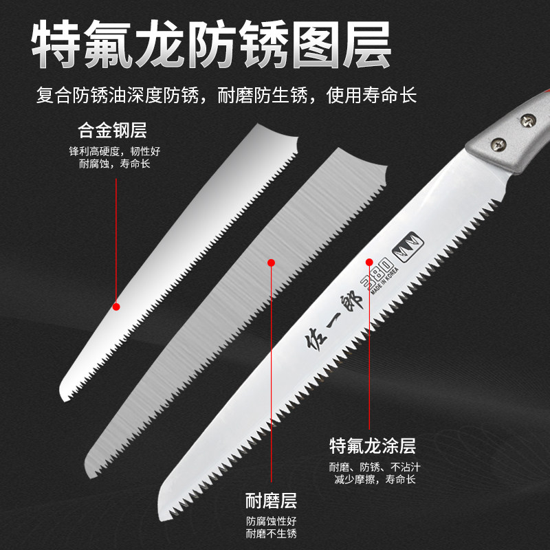 佐一郎380MM手工锯子园林果树加长伐木锯修枝锯多功能手工锯木工