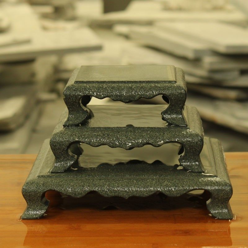 青石花几室内摆件桌面盆景底座花盆石头托天然石材置物座方形案台