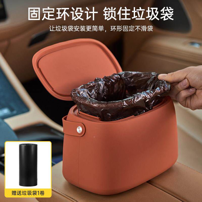 设设计款垃W创意垃计手提式车载圾桶带盖子矽胶圾桶车垃内杂物收