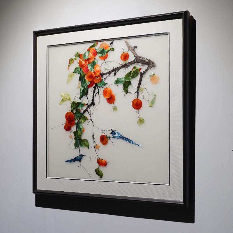 事事如意手工苏绣书房卧室客厅沙发墙装饰画 画新中式刺绣高端挂