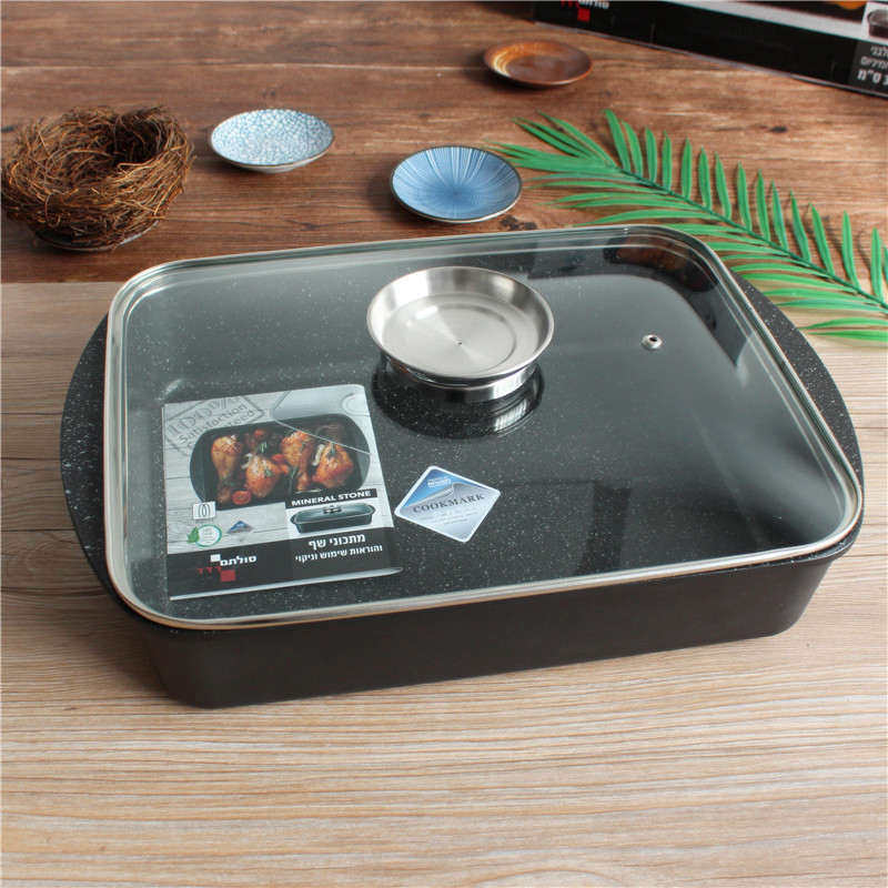 麦饭石不粘烤盘电磁炉烤鱼长方形加深烤鱼盘锅汤火锅锅锅商用家用