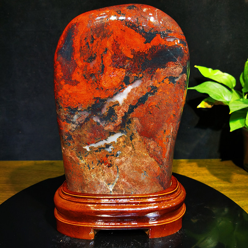 桂林鸡血玉石上朗料天然原石奇石材摆件送礼客厅别墅庭院家居收藏