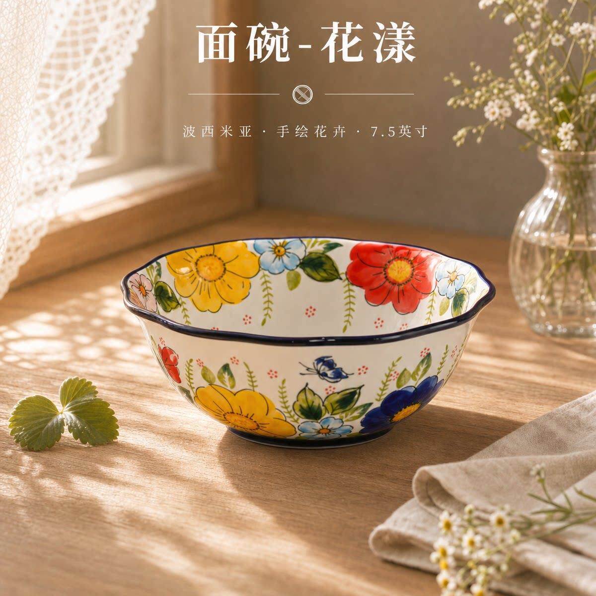吃面条专用碗陶瓷汤碗大家用面碗高人级碗釉下彩专精致MYL-7.5Y汤