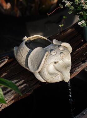 生态缸器古法养鱼循件环流水陶罐庭院鱼缸造景摆增氧过滤DI配XLNY