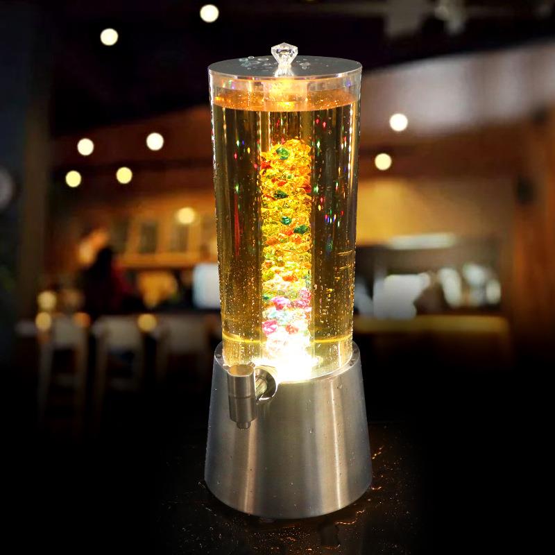 酒吧LED发光酒炮3升2L不锈钢龙头精酿啤酒桶小酒馆网红扎啤桶