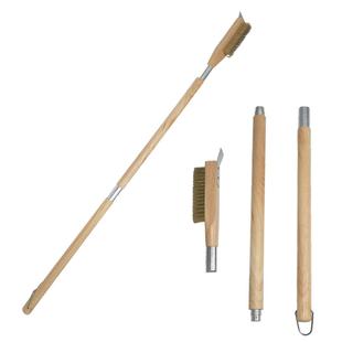 披萨炉一体铜丝刷铝合金加长手柄披萨用具木柄钢丝刷长柄披萨工具