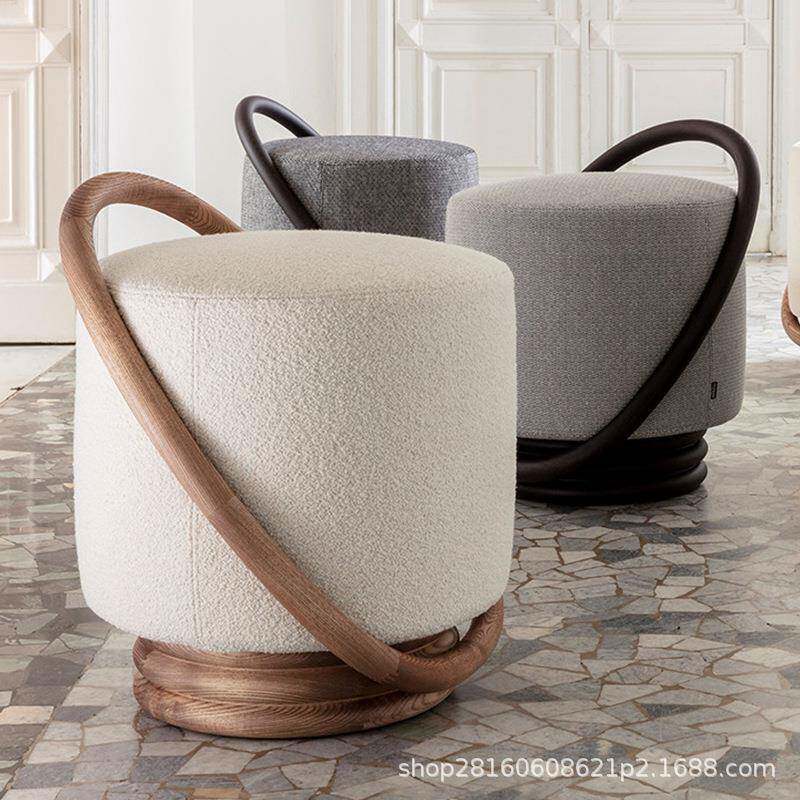 实木化妆凳客厅可坐脚凳卧室梳妆台凳子家具矮凳圆墩可移动圆凳