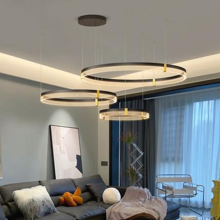 客厅吊灯现代简约圆环形意式卧室餐厅灯轻奢大气公寓酒店大厅灯具