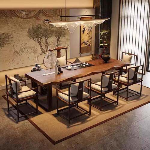 禅意茶桌椅合新中式实木组大板茶台办体公室泡茶现TPW代简桌约一