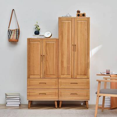 抽实木衣柜卧收纳现代简约小户室型儿家WIE用童房储物柜胡桃色衣