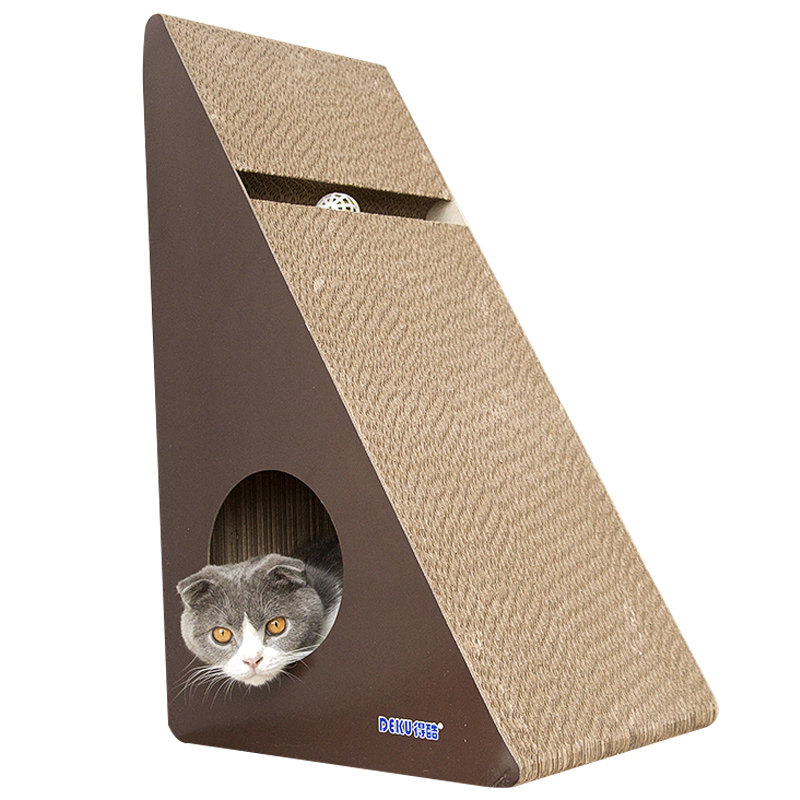 小Q家 猫抓板磨爪器耐磨三角猫窝猫抓板立式大号瓦楞纸猫咪玩具
