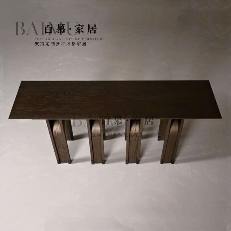 中古实木玄关桌复古民宿客厅沙发背后边桌侘寂风走廊靠墙展示条案图片