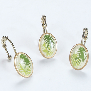 浴帘窗帘挂钩免打孔欧式 盒浴室挂环 植物小清新卫生间钩子12个