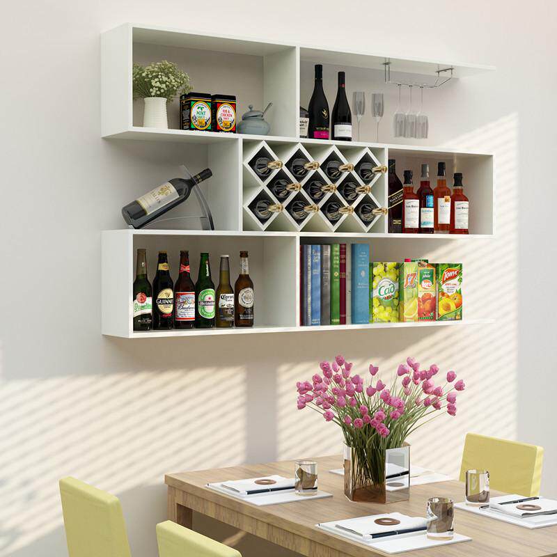 包邮悬挂式酒架酒柜吧台简约置物架餐厅壁挂墙壁墙上架实木装饰