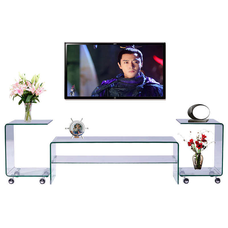 热弯玻璃茶几电视柜组合套装简约小户型柜地现代迷你客厅家具简易